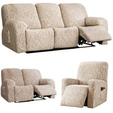 1/2/3Seater Elastic Recliner Sofa Cover Slipcover Jacquard Reclining Chair Cover
