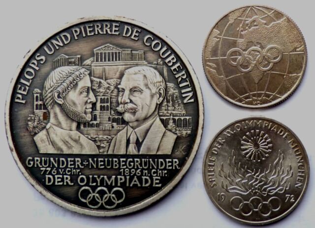 Münze Deutschland & 2 Medaillen - Olympische Spiele 1972 München