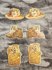 Christmas Ornaments Cat Cardboard Hot Gold Stamped Kitten Decorations Set Of 6