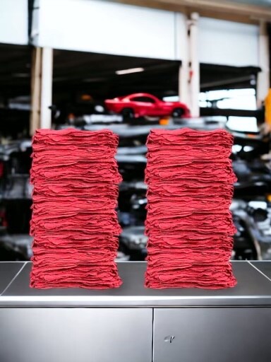 Bulk Pack Of White 15"x15" Cotton Shop Towels - Heavy Duty Cleaning Rags, X-Large