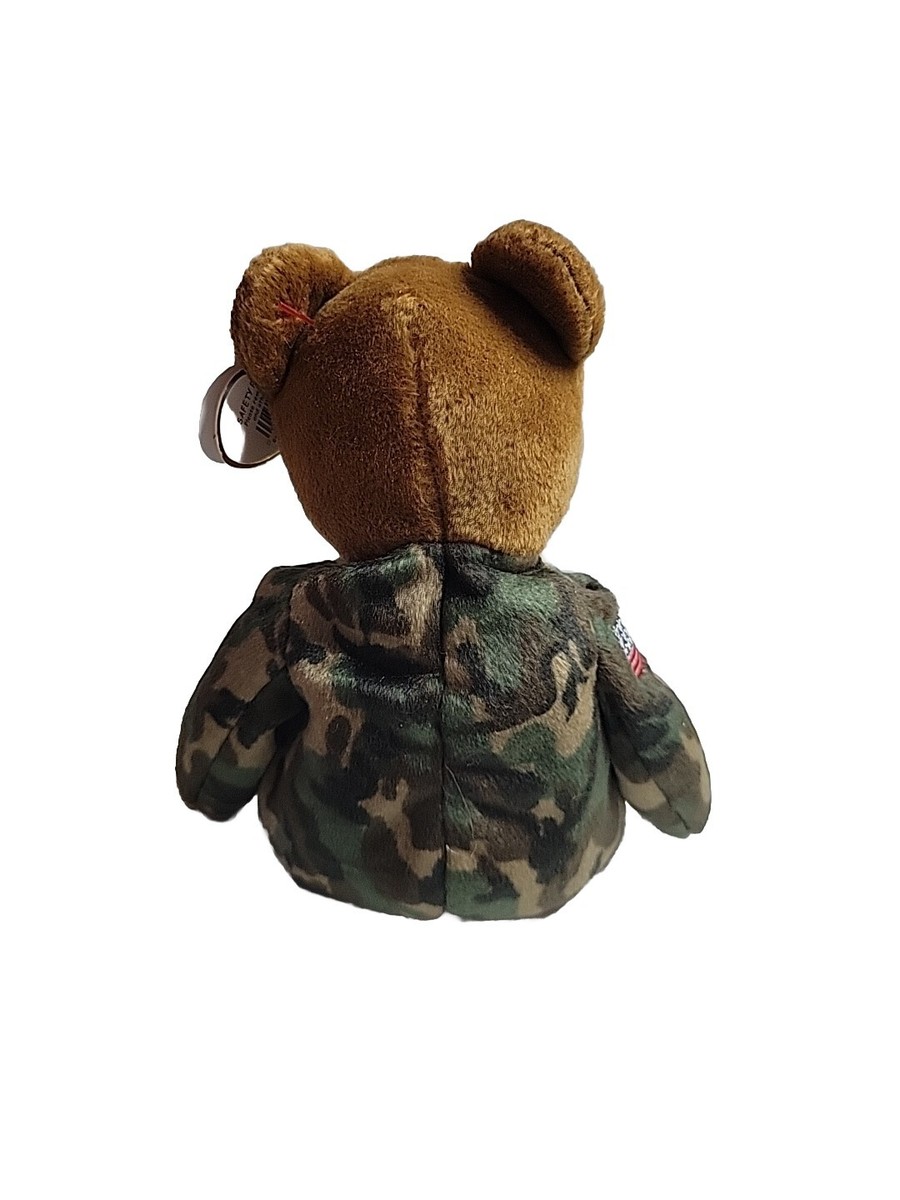 TY Beanie Baby HERO the USO Military Bear (w/ Flag on Arm