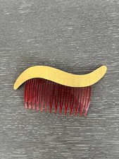 Vintage Hair Comb w/ Metal Goldtone Band Design