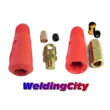 WeldingCity® Dinse-type Twist-lock Cable Connector Pair Red #2-#0 50mm US Seller