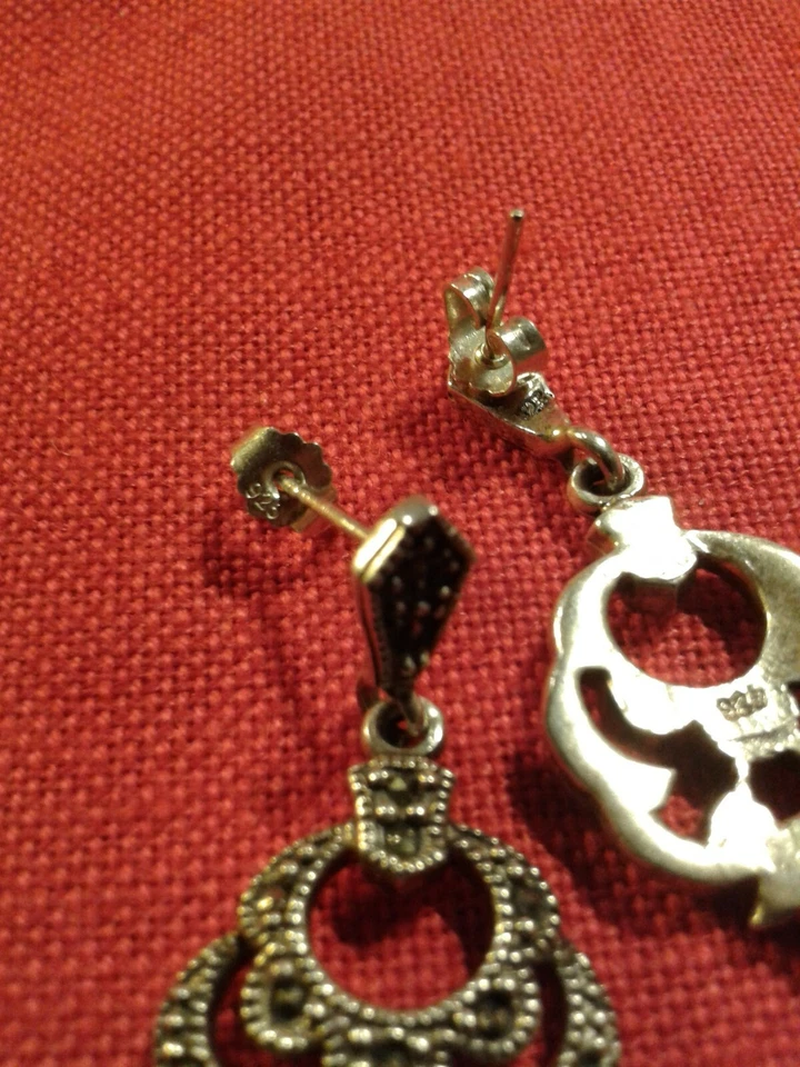 Orecchini pendenti in Argento 925 con marcasite  - Immagine 4 di 4