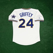 Ken Griffey Jr 1977 Seattle Mariners Cooperstown Men's Home Jersey w/ Team Patch