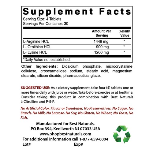 Best Naturals Tri-Amino 120 Tablets - Picture 2 of 7