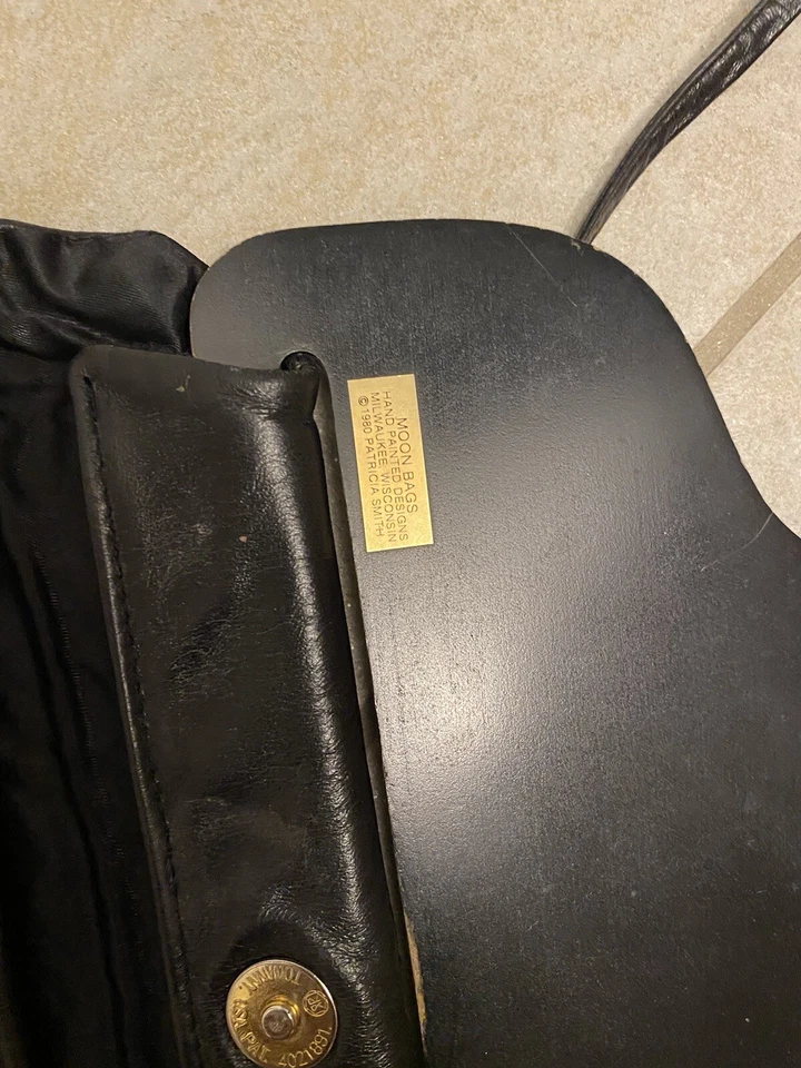 BOLSO PATRICIA SMITH MOON 1984 BOLSO MONEDERO CUERO PLATEADO NEGRO ORO ENCAJE JOYAS GEMA Foto 4 de 4