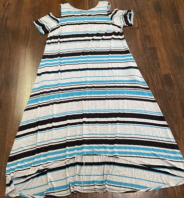 Lane Bryant Cold Shoulders Gray Blue Jersey Maxi Dress 18/20 Strappy Cutout  Back | eBay