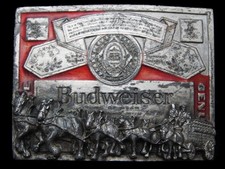 LB05123 VINTAGE 1970s  GENUINE BUDWEISER KING OF BEERS W/ CYLDESDALES  BUCKLE