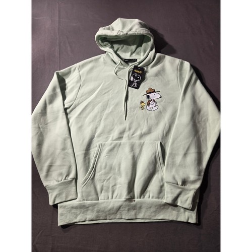 Peanuts Snoopy Woodstock Camping Hoodie Mint Green Mens Large NWT