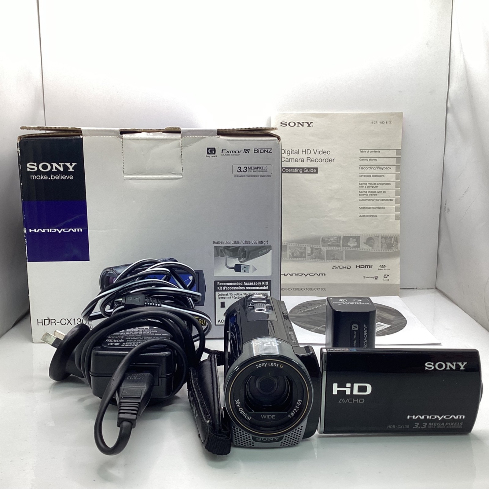 Sony Handycam HDR-CX130E Camcorder Fully Working With AC Adaptor S#550-image