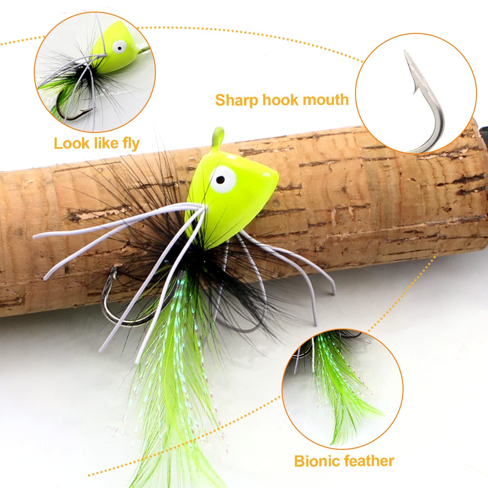 Ghanneey 10pcs Fly Fishing Different size, A: Poppers  - Image 3