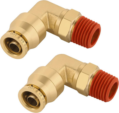 3/8'' Quick Push to Connect Fittings Brass 90 Degree Union Swivel Elbow Joint DOT