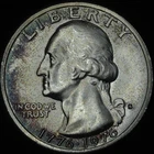 1976-S Silver Washington Quarter - Color - Toned - Choice Gem BU Lustrous *731