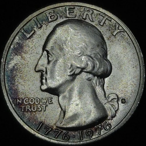 1976-S Silver Washington Quarter - Color - Toned - Choice Gem BU Lustrous *731