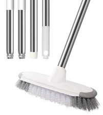 Floor Scrub Brush with Long Handle 54" Stiff Bristle Shower Deck Brush, Adjus...