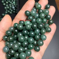 50pcs Natural Grade A Jadeite 7mm Loose Beads Oil-Green For DIY Jewelry