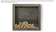 Vintage Gray Wood & Black Wire Mesh SHADOW BOX FRAME Wine Cork Holder Wall Mount