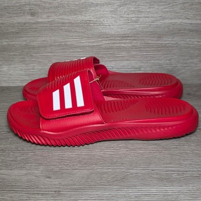 Adidas Mens Alpha Bounce 2.0 Cushion Slip On Adjustable Slides Sandals Sz 13 Red