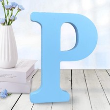 6 Inch Blue Wood Letters Unfinished Wood Letters for Wall Decor Decorative St...