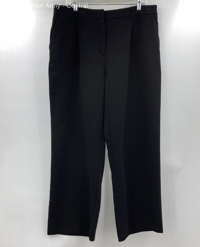 DKNY Womens Black Pleated Front Slash Pocket Straight Leg Dress Pants Size 16