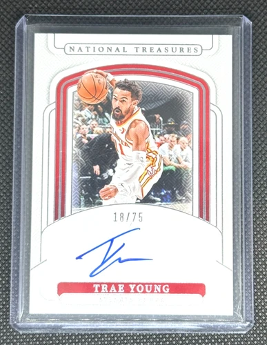 24/25 Panini NBA National Treasures Trae Young On-Card Auto 18/75 #SIG-YNG ATL