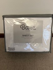 BARE HOME OFF WHITE SPLIT KING PREMIUM MICROFIBER SHEET SET NEW SEALED