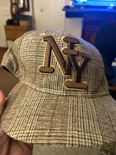 City Hunter Beige/Brown Plaid Adjustable Baseball Cap Men s XL Cotton Twill