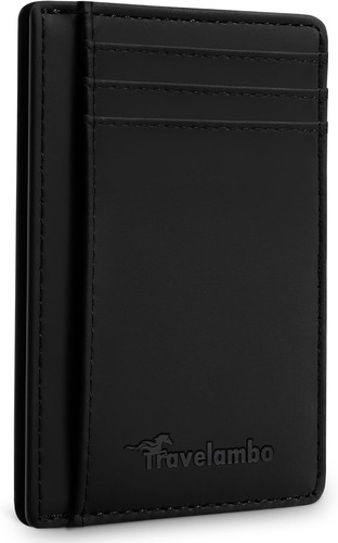 Travelambo Slim Minimalist RFID Leather Wallet Medium Size NEW