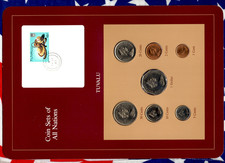 Coin Sets of All Nations Tuvalu 1985 w/card UNC $1,50,20,10,5,2,1 cents 24SE84
