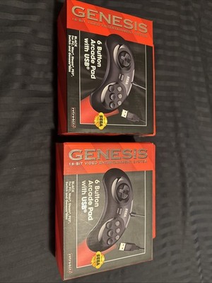Retro-Bit Official Sega Genesis USB Controller 6 Button Arcade Pad, USB, Black