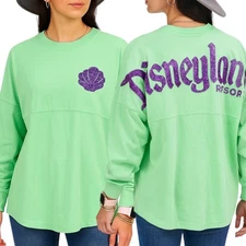 Disneyland Resort Spirit Jersey Little Mermaid Top Green Purple Glitter Ariel M
