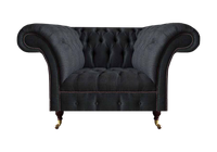 Wohnzimmer Chesterfield Schwarzer Einsitzer Textilsessel Edler Sessel