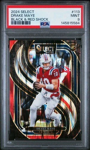 2024 PANINI SELECT BLACK & RED SHOCK #113 DRAKE MAYE ROOKIE RC PSA 9