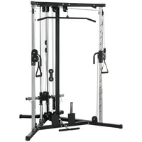 Multi Gym Station Black Heavy-Duty Steel 170x139x200cm 15-Position Dual Pulleys