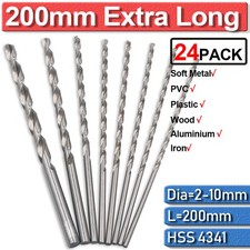 200mm Extra Long High Speed HSS Steel Twist Drill Bit Set For Metal Drilling