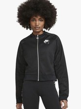 Nike Air Women s Black White Accent Full Zip Up Cropped Jacket Pockets Size M