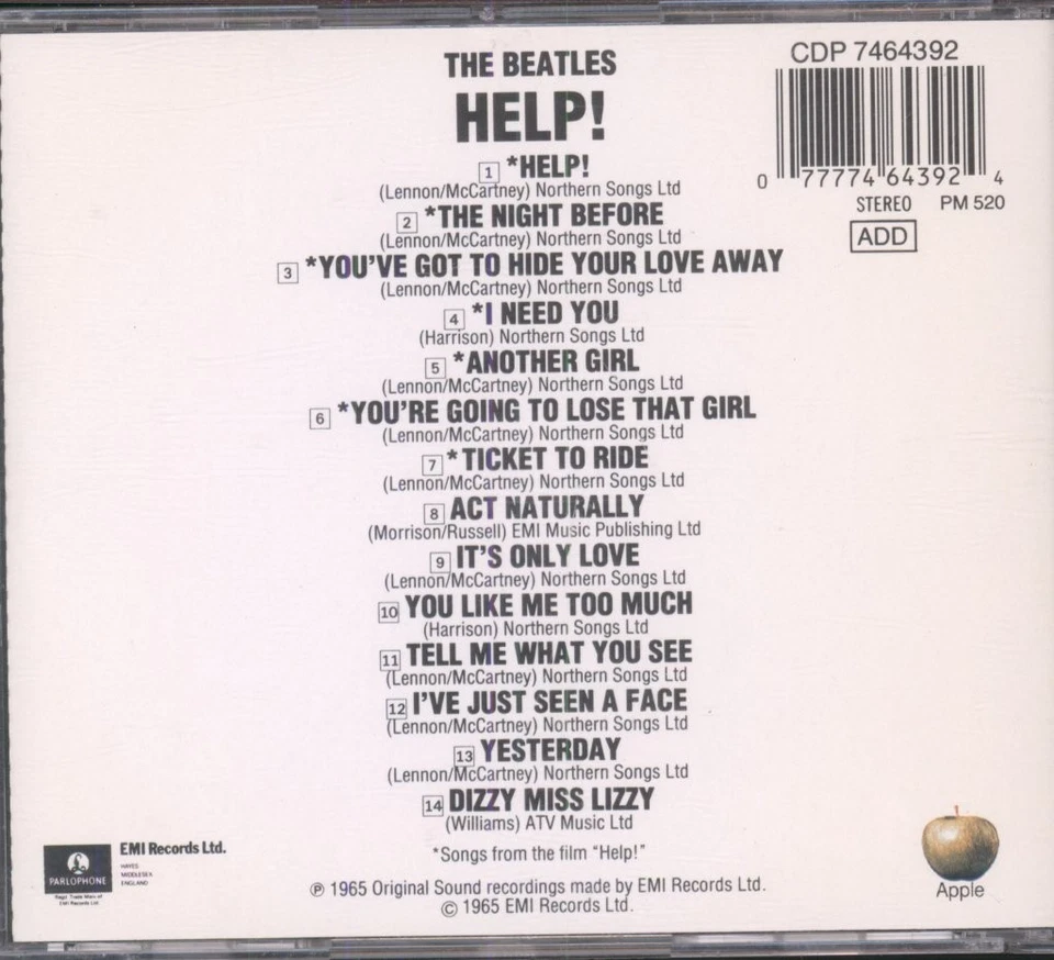 Beatles Help! CD Europa Apple CD Ausgabe Ohne Markenhinweis Rechts - Bild 2 von 3