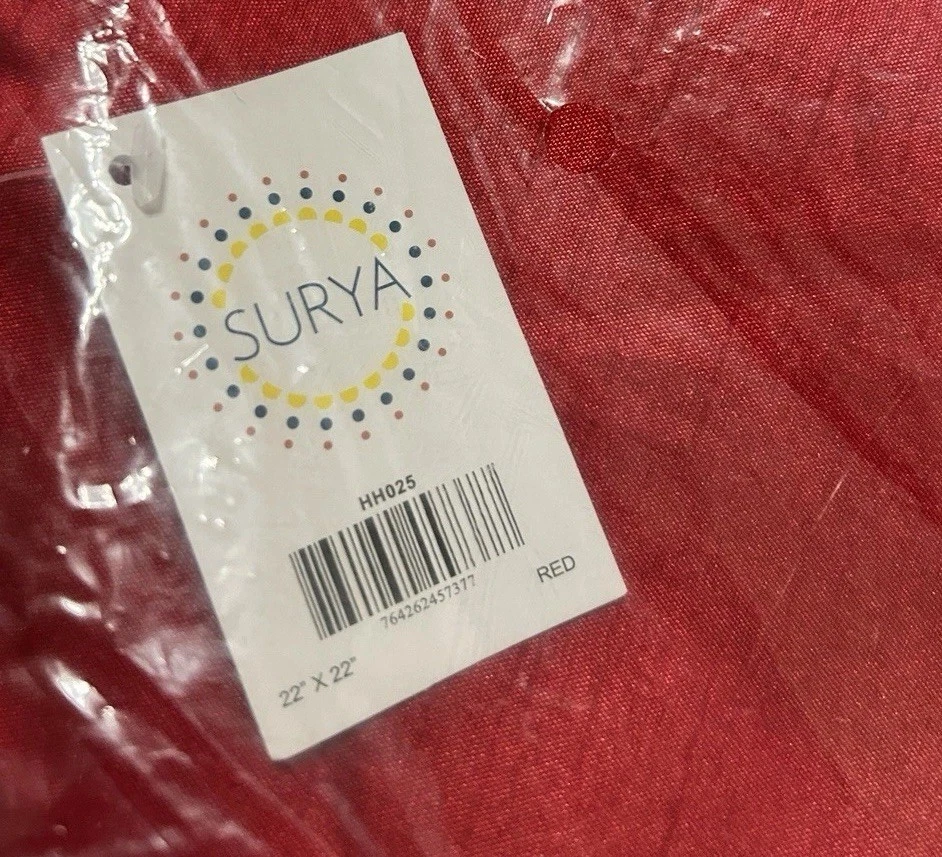 2 NEW Surya Solid Red Pleated 22” Pillow Covers - Image 4 of 4