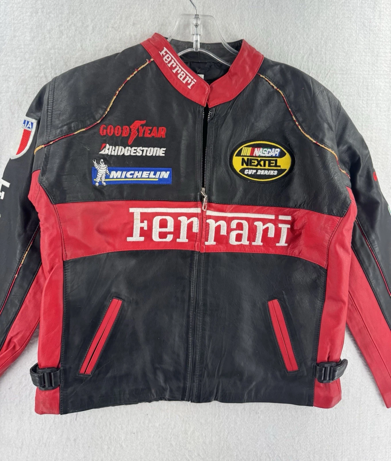 Vintage Ferrari racing jacket Rare black Leather READ image 4