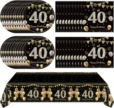 41Pcs 40th Birthday Decorations for Men Women, Black Gold 40 Year Old Birthda...