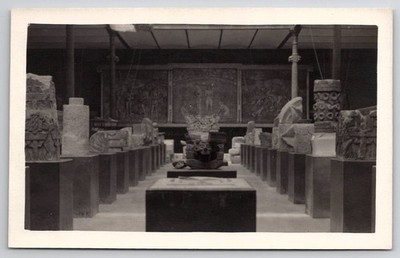 Mexico RPPC Ancient Art City Museum Exhibition Hall Stone Sculptures Postcard