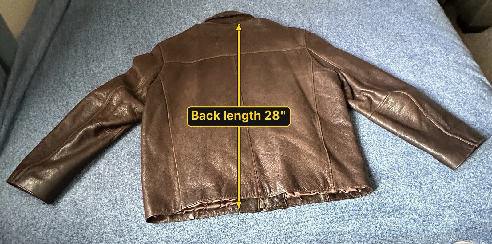 Marc New York Andrew Marc Mens Large Brown Pebbled Leather Bomber Jacket Heavy - product detail image 13