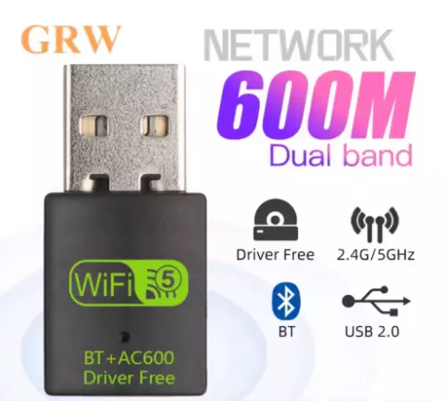 Bluetooth-Dongle + WLAN Dualband USB-Stick Ac600Mbit/S Adapter PC, Windows