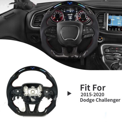 For 15+ Dodge Hellcat Charger Durango Carbon Fiber LED Colorful Steering Wheel 