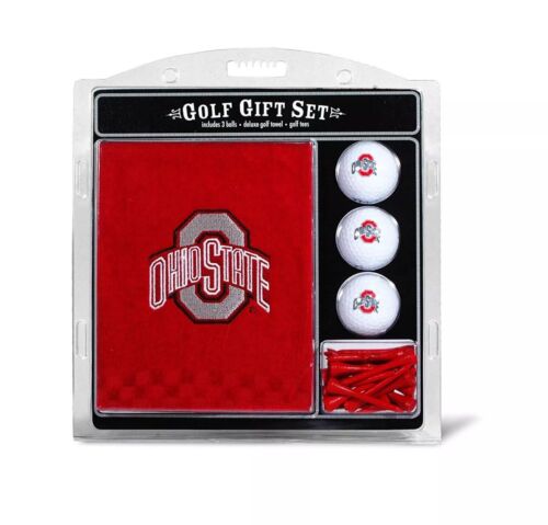 Ohio State Buckeyes NCAA Regulation Size Golf Balls Tees Embroidered Towel Set