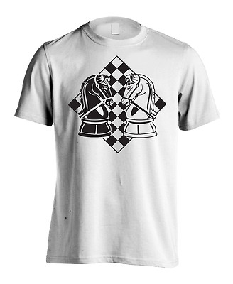 New Men's Gamer Chess T-Shirt Dark Knight Face Off Gaming Graphic Tee Shirt