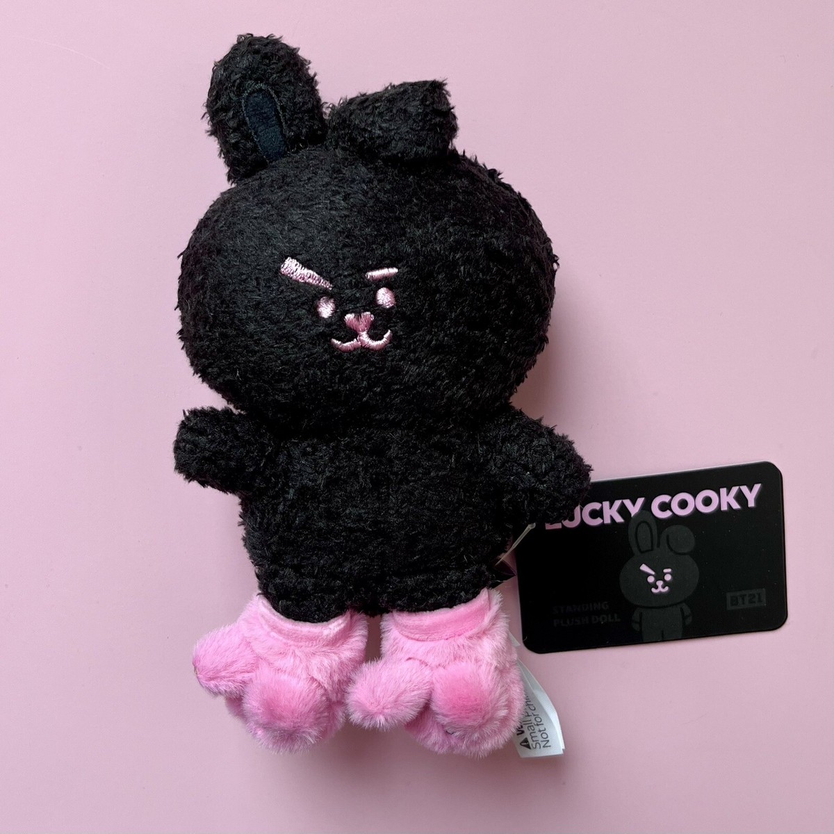 Unofficial BT21 Lucky Cooky Black Edition plush keyring. BTS