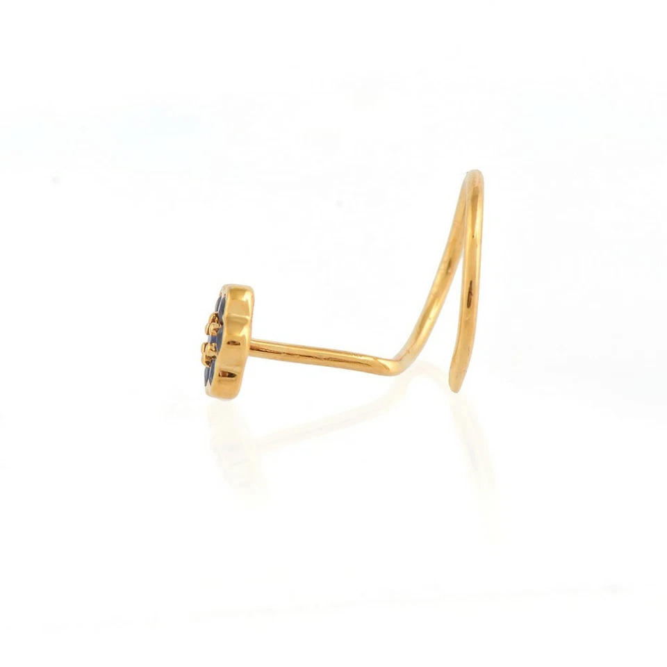 Joyería anillo nariz flor plata esterlina 925 piedras preciosas zafiro azul natural Foto 4 de 4