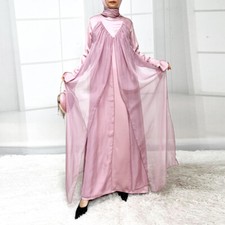 Elegant Women Long Dress Abaya Dubai Kaftan Muslim Robe Islamic Robe Party Gown